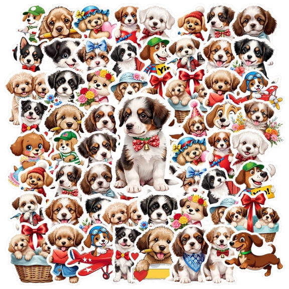 35pcs-70pcs Adorable Puppies Stickers Animal Cartoon Stickers Fun Decals for Luggage Suitcase Laptop