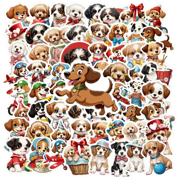 35pcs-70pcs Adorable Puppies Stickers Animal Cartoon Stickers Fun Decals for Luggage Suitcase Laptop
