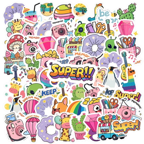 35pcs-70pcs Cute Alien DIY Stickers Animal Stationery Stickers Reward Stickers for Phone Laptop Suitcase