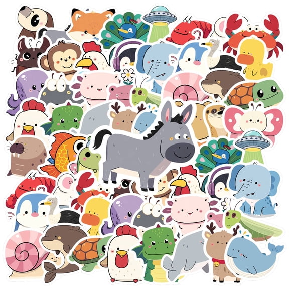 35pcs-70pcs Cute Animal Stickers DIY Stationery Stickers Funny Teacher Reward Stickers for Laptops Suitcases