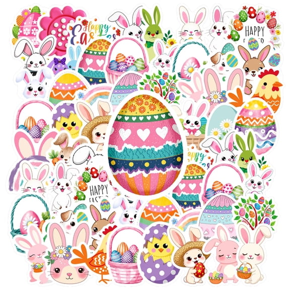 35pcs-70pcs Cute Easter Stickers Bunny Stickers Colorful Eggs for Laptops Suitcase Phone
