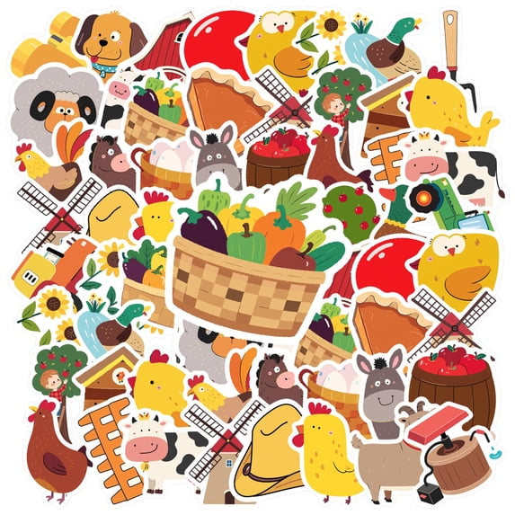 35pcs-70pcs Cute Farm Animal Stickers DIY Stationery Chicken Kids Animal Stickers for Laptops Suitcases