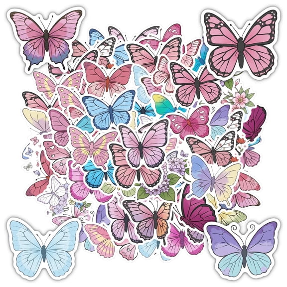 35pcs-70pcs Decorative Stickers Butterfly Stationery Stickers Floral Graffiti Decals for Laptops Suitcases
