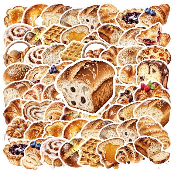 35pcs-70pcs Delicious Stickers Stationery Bakery Stickers PVC Dessert Stickers for Luggage Laptop Fridge