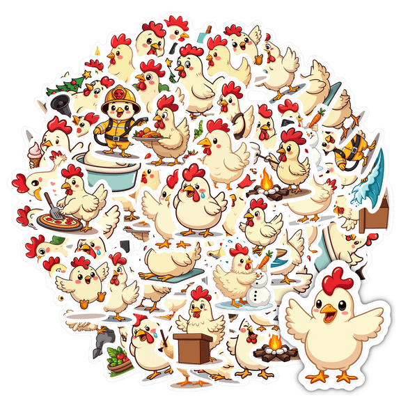 35pcs-70pcs Funny Stickers Chicken Stickers Animal Stickers DIY Stickers for Laptops Notebooks Suitcases