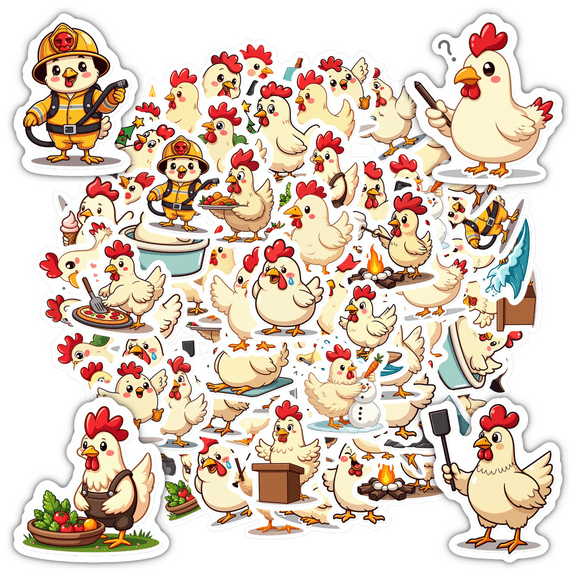 35pcs-70pcs Funny Stickers Chicken Stickers Animal Stickers DIY Stickers for Laptops Notebooks Suitcases