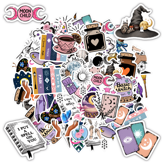 35pcs-70pcs Mystical Stickers Stationery Stickers Celestial Kids Stickers Toy for Phone Laptop Suitcase