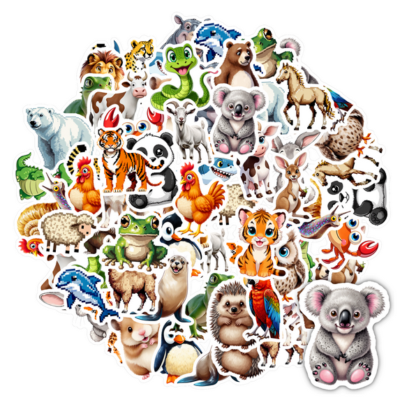 35pcs Adorable Animal Stickers Cartoon Kids Sticker Pack for Phone Laptop Suitcase