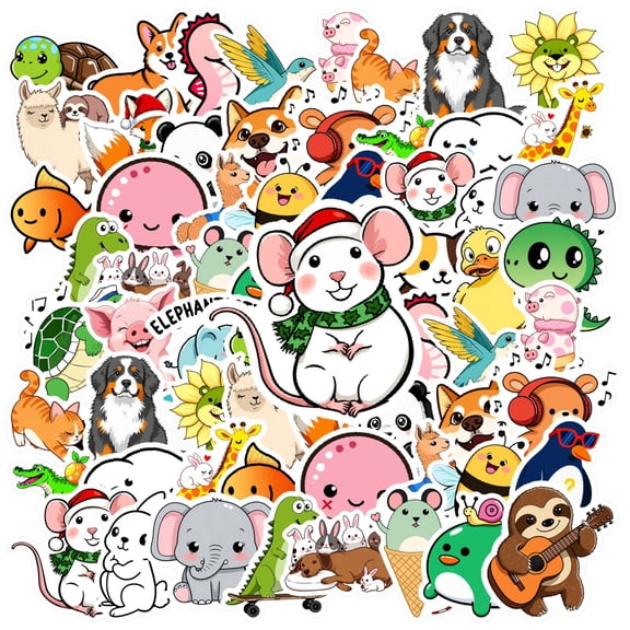 35pcs Adorable Animal Stickers Cartoon Kids Stickers for Laptops Notebooks Suitcases