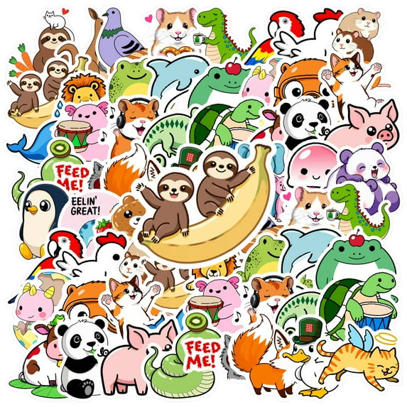 35pcs Adorable Animal Stickers Cute Cartoon Sloth Stickers Panda Stickers for Suitcase Laptop Fridge