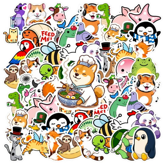 35pcs Adorable Animal Stickers Cute Cartoon Sloth Stickers Panda Stickers for Suitcase Laptop Fridge