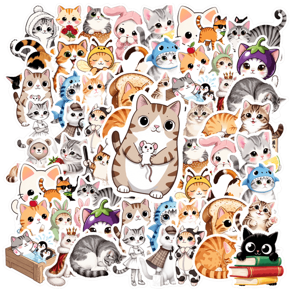 35pcs Adorable Animal Stickers Cute Cat Stickers Animal Kids Stickers for Notebooks Laptops Suitcases