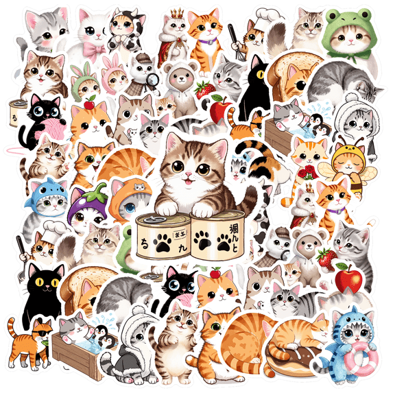 35pcs Adorable Animal Stickers Cute Cat Stickers Animal Kids Stickers for Notebooks Laptops Suitcases