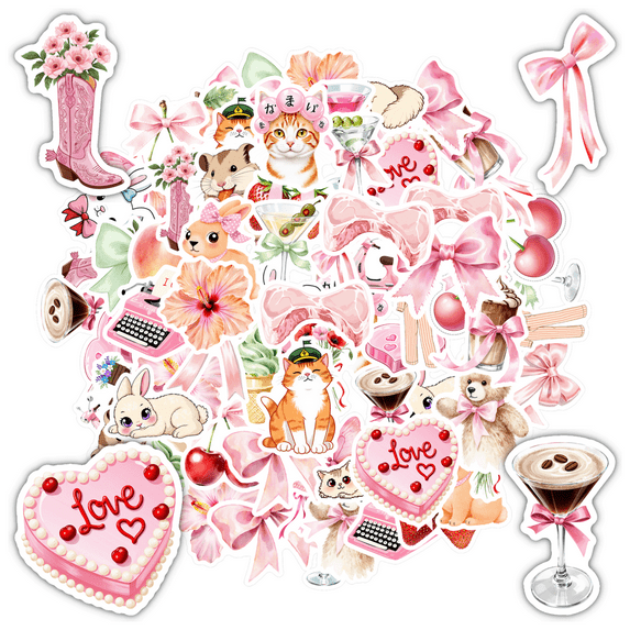 35pcs Adorable Animal Stickers Floral Kids Stickers Sweet Stationery Stickers for Luggage Phone Laptop
