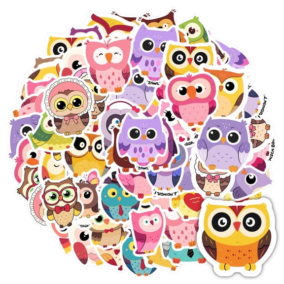 35pcs Adorable Animal Stickers Funny Owl Decals DIY Stickers for Laptop Suitcase Notebooks
