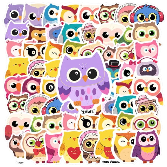 35pcs Adorable Animal Stickers Funny Owl Decals DIY Stickers for Laptop Suitcase Notebooks