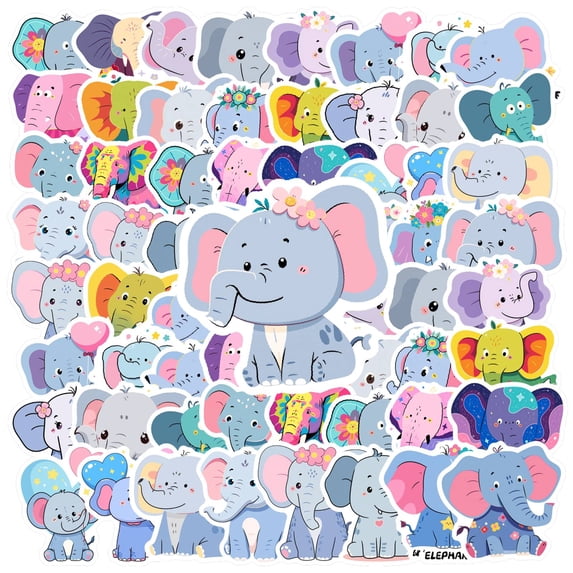 35pcs Adorable Elephant Stickers Animal Decals Cute Funny Stickers for Luggage Laptop Notebook