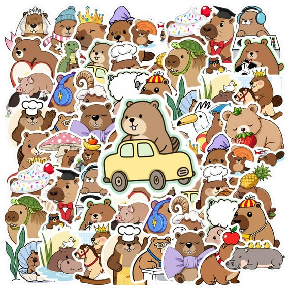 35pcs Adorable Kids Stickers Bear Stationery Funny Animal for Phone Luggage Laptop