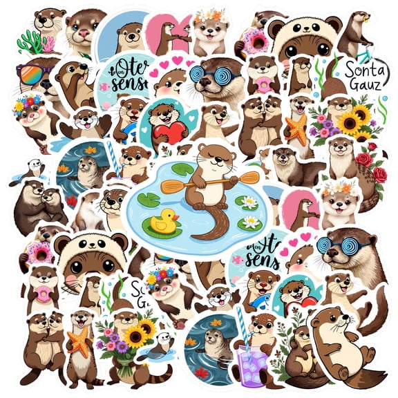 35pcs Adorable Otter Stickers Playful Animals PVC Stickers for Notebooks Luggage Laptops