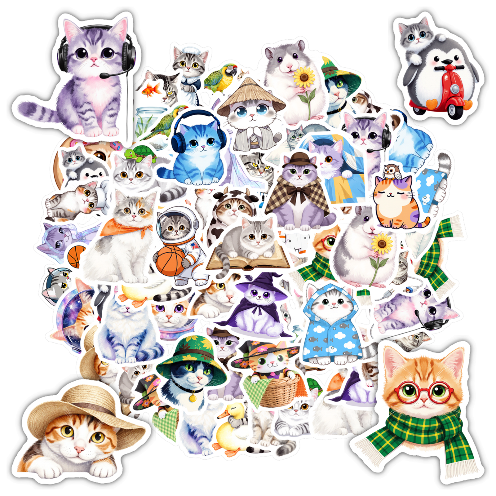 35pcs Adorable Stickers Animal Kids Stickers Toy PVC Stickers Cats ...