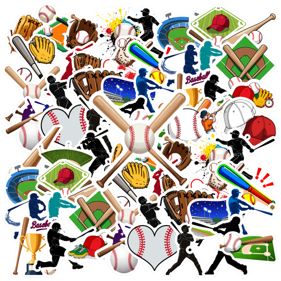 35pcs Athletic Stickers Baseball Sports Stickers Team Stickers Field Stickers for Laptops Suitcases
