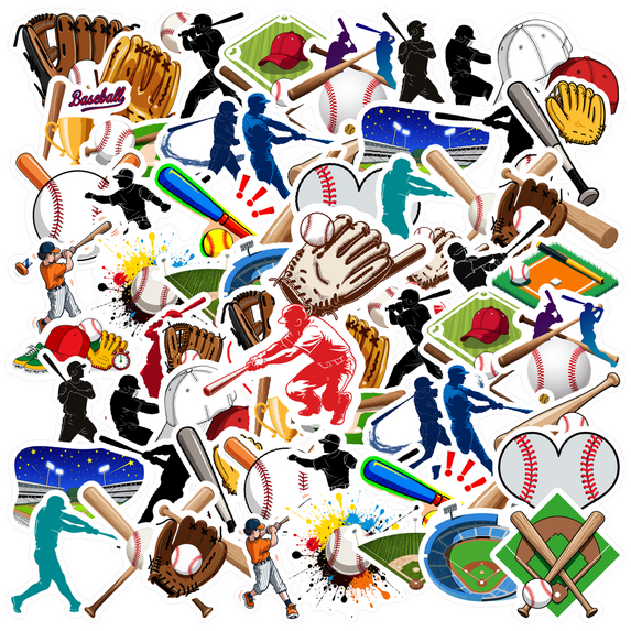 35pcs Athletic Stickers Baseball Sports Stickers Team Stickers Field Stickers for Laptops Suitcases