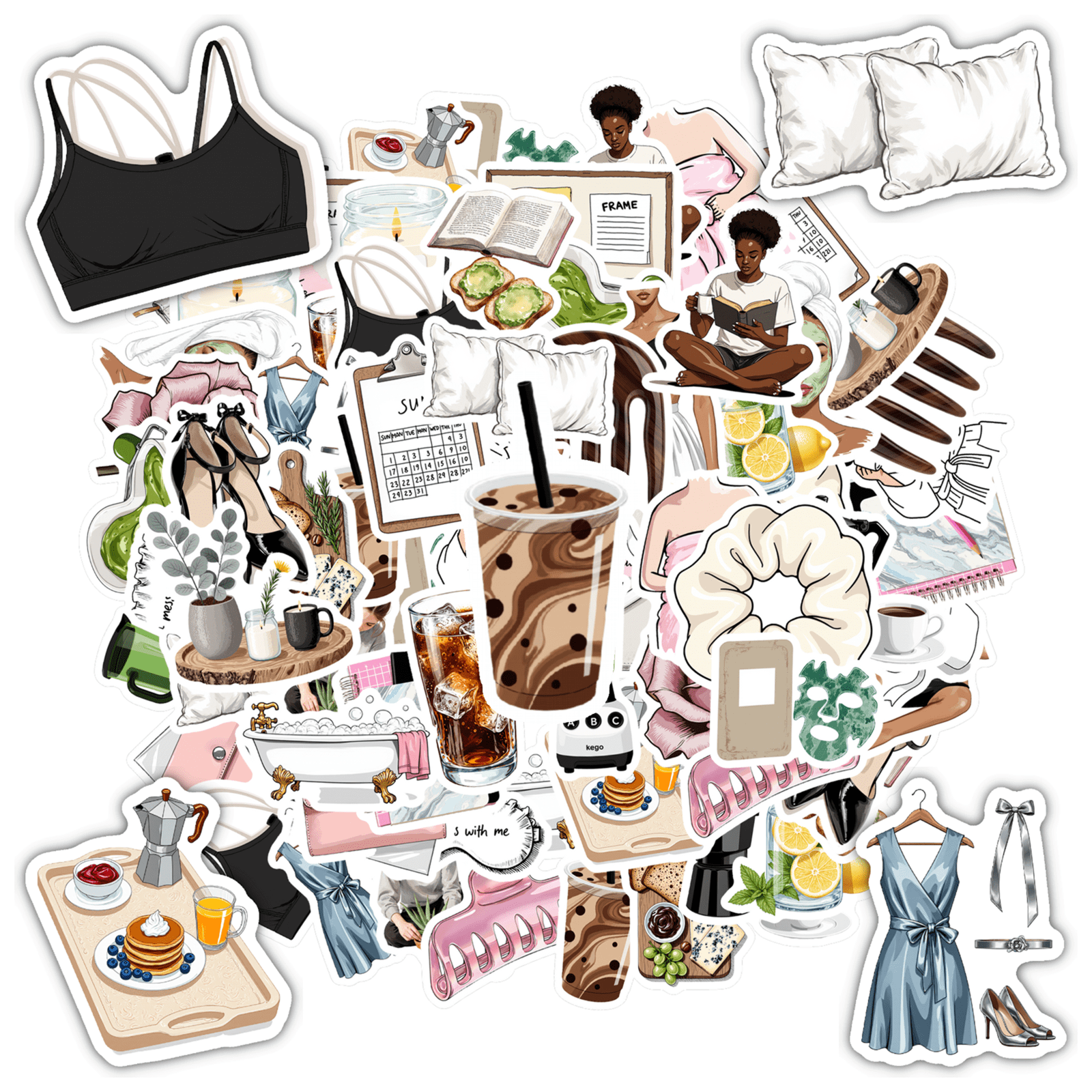 35pcs Beauty Stickers Self-Care Stickers Coffee Stickers Relaxation ...