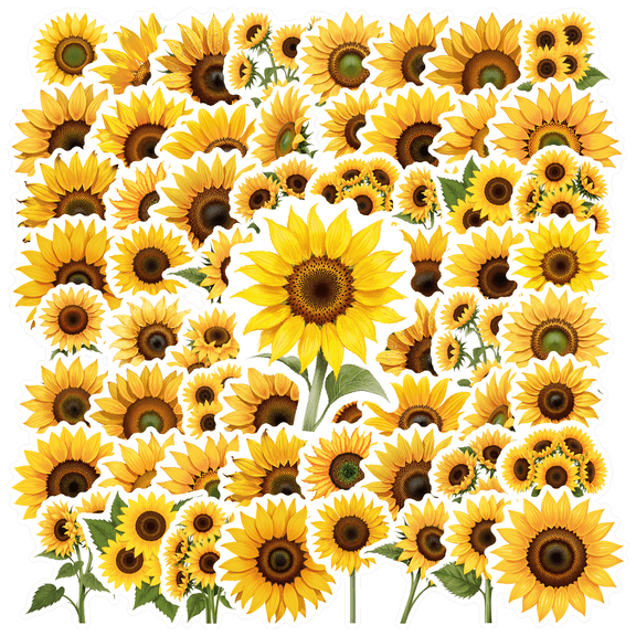 35pcs Botanical Stickers Floral Sunflower Stickers Nature Stickers for Laptops Phones Suitcases