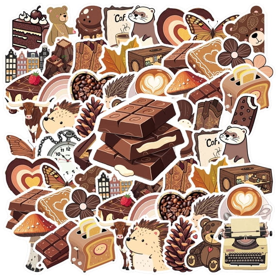 35pcs Brown Stationery Stickers Retro Animal Stickers Cute School Supplies for Luggage Phone Notebook