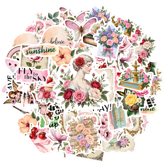 35pcs Butterfly Stickers Stationery Flower Stickers Fairy Romantic Stickers for Laptops Notebooks Suitcases