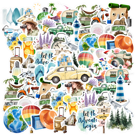 35pcs Camping Stickers Travel Stickers Summer Stickers Nature Stickers Adventure Stickers Travel Gear for Luggage Phone Laptop