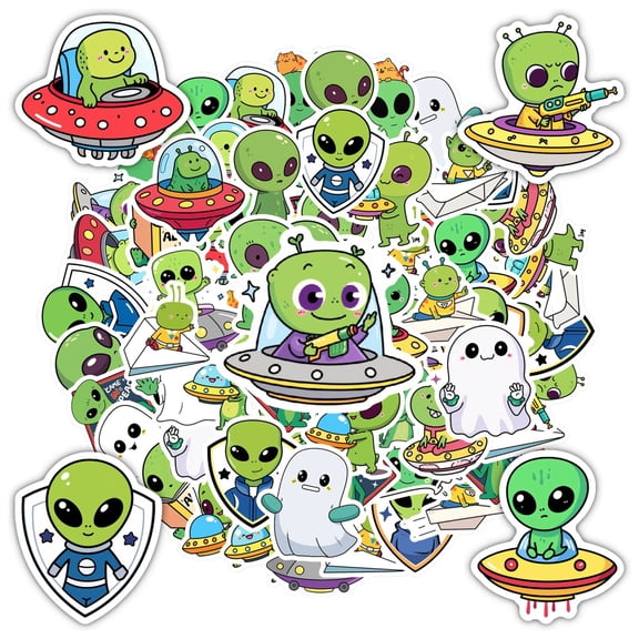 35pcs Cartoon Alien Stickers Cute Space Stickers Funny Decals for Laptops Suitcases Notebooks