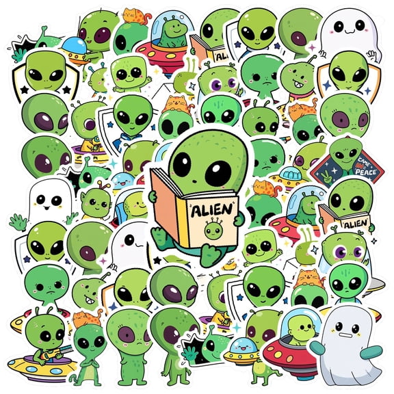 35pcs Cartoon Alien Stickers Cute Space Stickers Funny Decals for Laptops Suitcases Notebooks