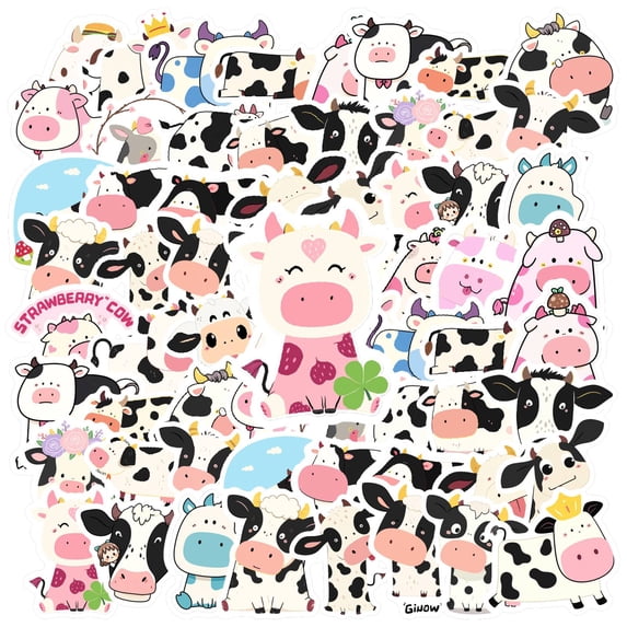 35pcs Cartoon Animal Stickers Funny Cow Decals Cute Stickers for Phone Laptop Suitcase