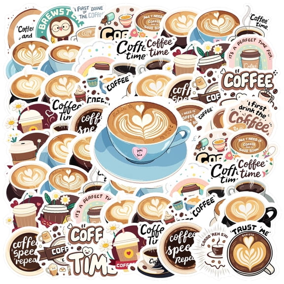 35pcs Cartoon Coffee Stickers Beverage Quotes Kids Stickers Funny Stickers for Laptops Fridge Suitcase