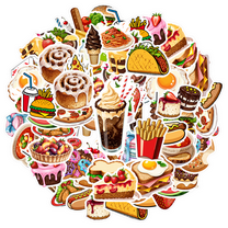 35pcs Cartoon Food Stickers Snack Pack Food Stickers Kids Stickers for Suitcase Laptop Guitar