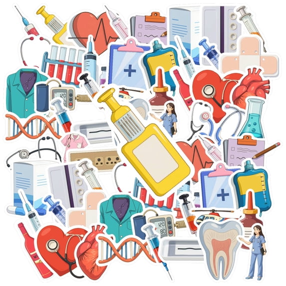 35pcs Cartoon Nurse Stickers Equipment Stickers Doctor Decals for Suitcases Laptops Notebooks