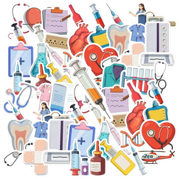 35pcs Cartoon Nurse Stickers Equipment Stickers Doctor Decals for Suitcases Laptops Notebooks