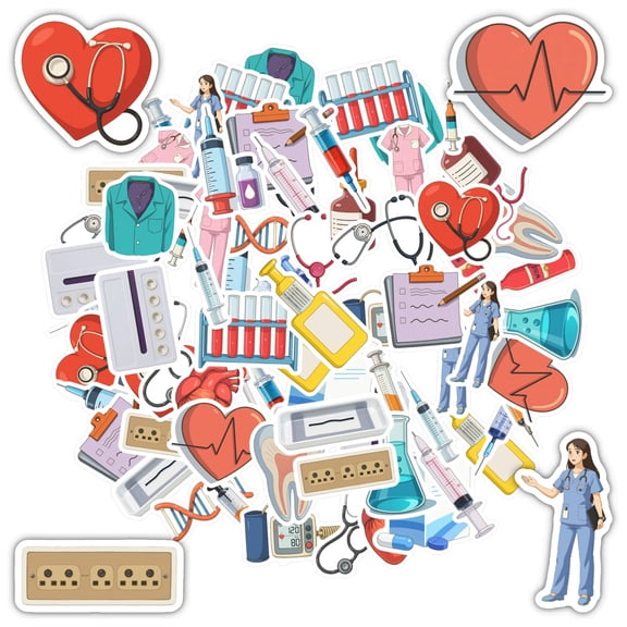 35pcs Cartoon Nurse Stickers Equipment Stickers Doctor Decals for Suitcases Laptops Notebooks