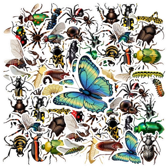 35pcs Cartoon Sticker Animal Funny Stationery Stickers Graffiti Insect Stickers for Suitcase Laptop Phone