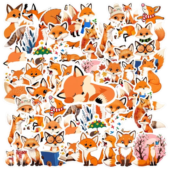 35pcs Cartoon Stickers Animal Kids Stickers Fox Graffiti Stationery Stickers for Luggage Laptops Suitcases