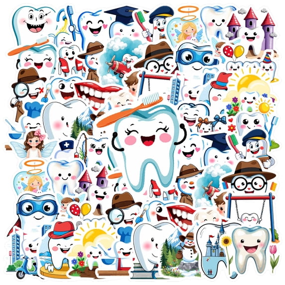 35pcs Cartoon Stickers Children Stickers Dentist Stickers Tooth Stickers Kids Stickers for Laptops Notebooks Suitcases