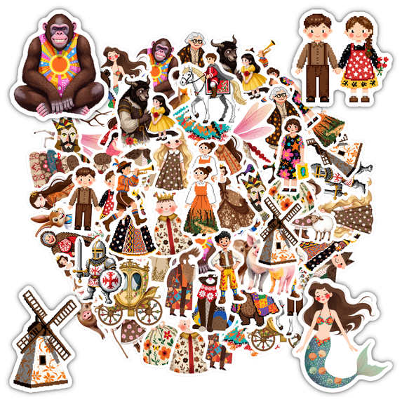 35pcs Charming Fairy Stickers Royal Fantasy Kids Stickers for Computers Laptops Suitcases