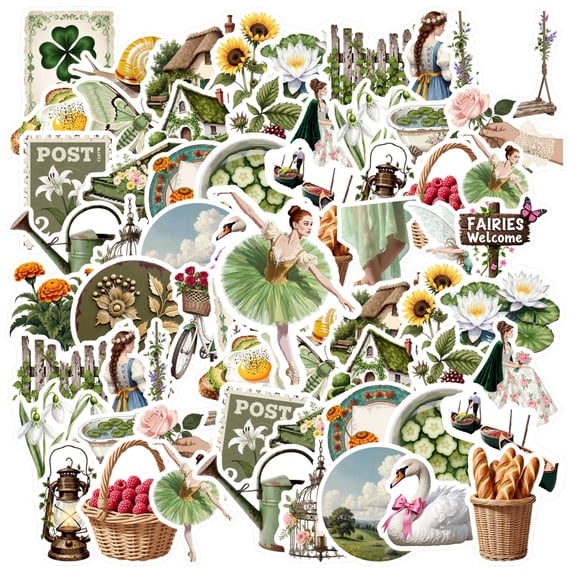 35pcs Charming Stickers Vintage Fairy Tale Stationery Stickers Nature Kids Stickers  for Phone Luggage Car Sticker