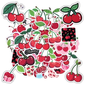 35pcs Cherry Stickers Kids Fruit Stickers Cute Waterproof Graffiti for Luggage Phone Laptop