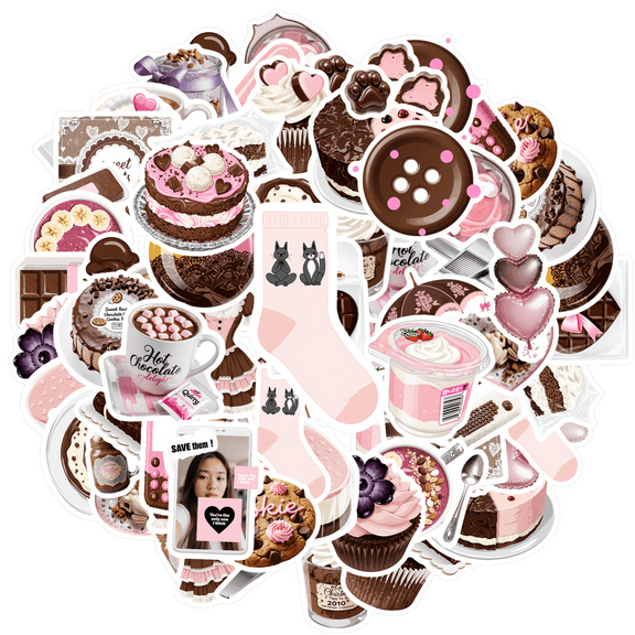 35pcs Chocolate Stickers Dessert Sweet Stickers Baking Decals for Phone Laptop Suitcase