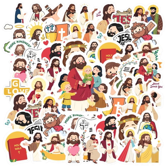 35pcs Christianity Stationery Stickers Jesus Faith Stickers Religious Kids Stickers for Laptops Notebooks Suitcases