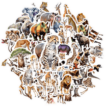 35pcs Colorful Animal Stickers Wild Animal Stickers Cartoon Safari Stickers for Suitcases Notebooks Laptops
