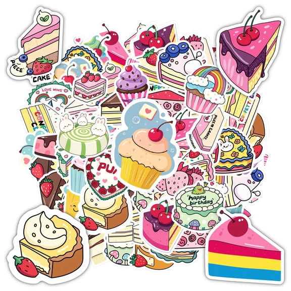 35pcs Colorful Cupcake Stickers Cute Kids Stickers Dessert Bakery Stickers for Laptops Notebooks Suitcases