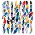 thumbnail image 1 of 35pcs Colorful Feather Stationery Stickers Nature Kids Stickers for Luggage Laptop Phone, 1 of 9